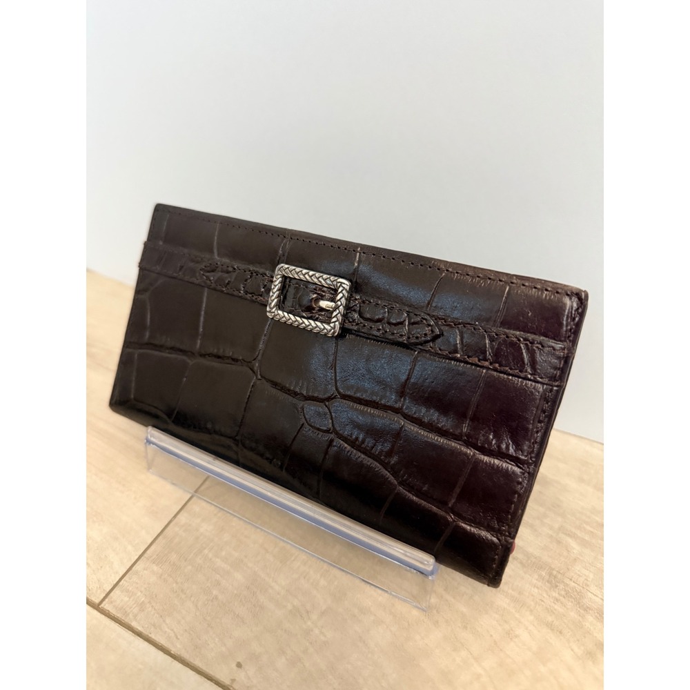 Brighton Black Croc Embossed Leather Wallet With Silver Buckle - Picture 10 of 10